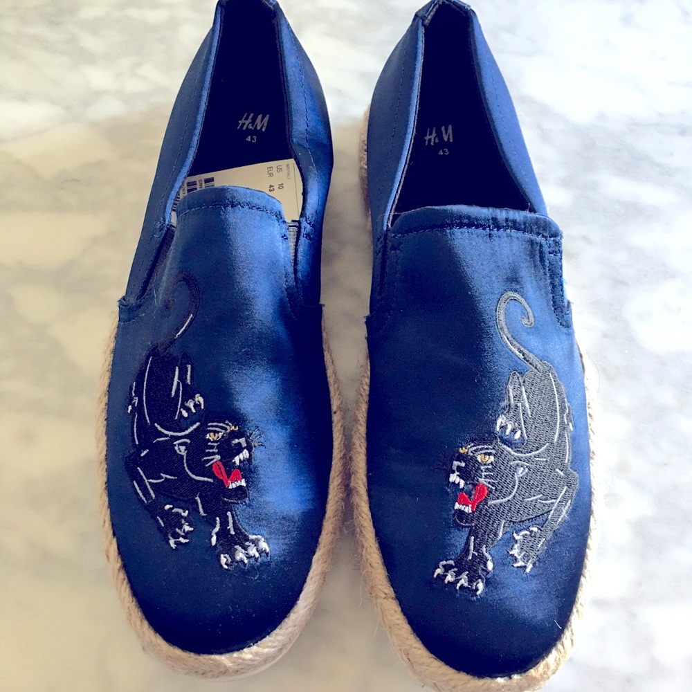 H&M Mens satin blue espadrilles